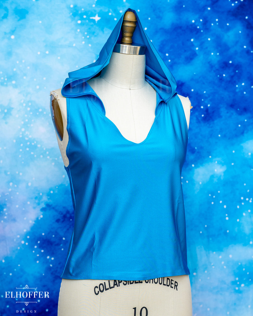 Essential Mara Hooded Crop - Ocean Blue Spandex