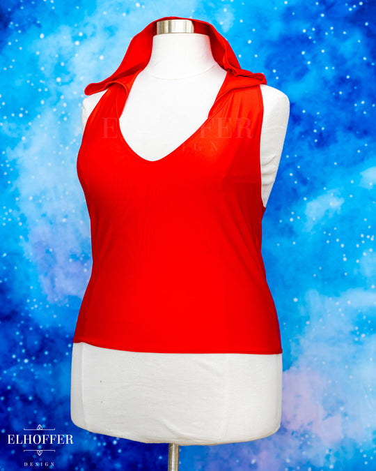 Essential Mara Hooded Crop - Fire Red Spandex