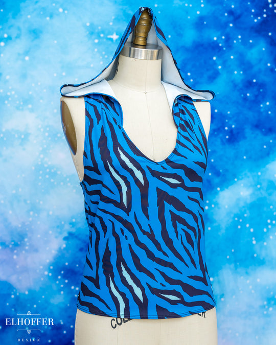 Essential Mara Hooded Crop - Blue Tiger
