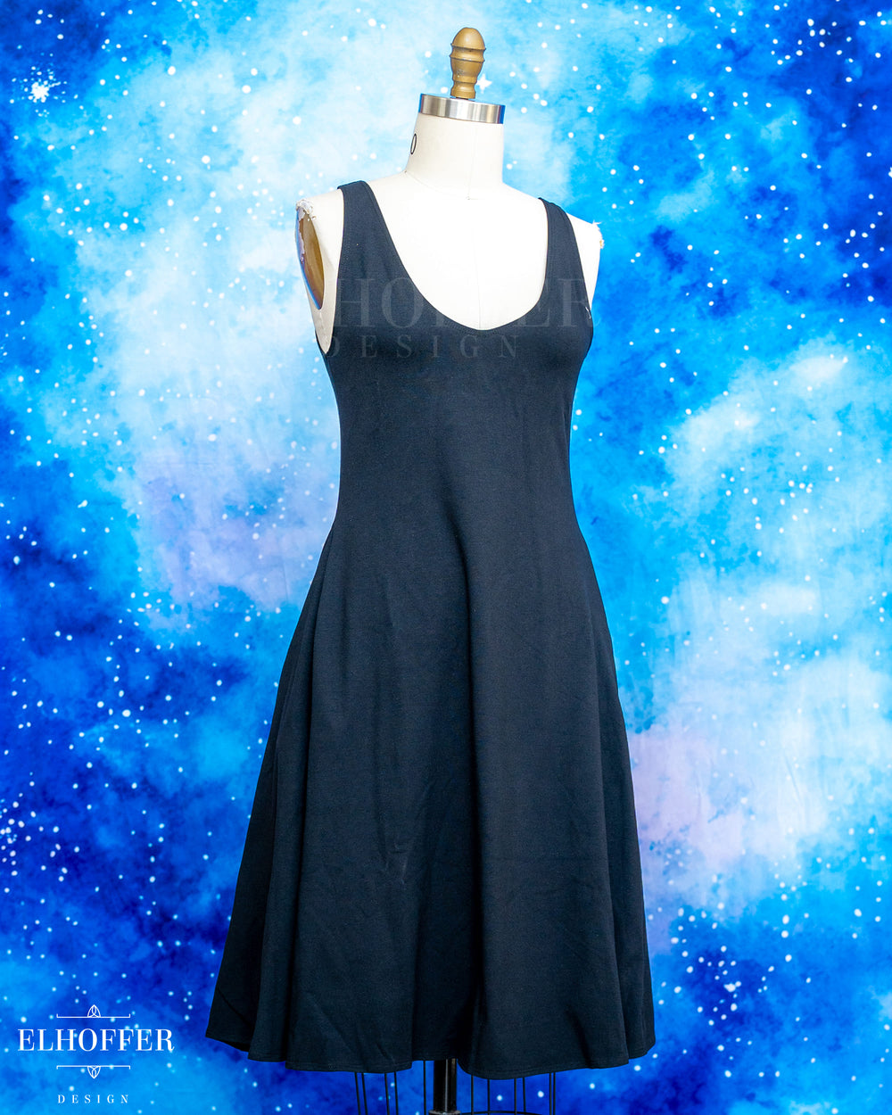 Essential Aquarius Knee Length Dress - Cotton Shadow