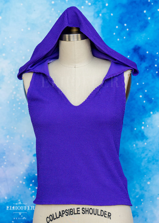 Essential Mara Hooded Crop - Textured Princess Purple