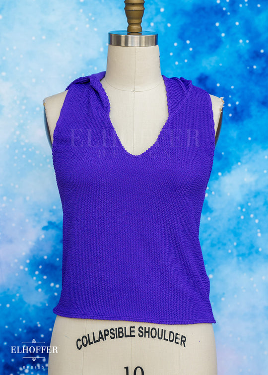 Essential Mara Hooded Crop - Textured Princess Purple