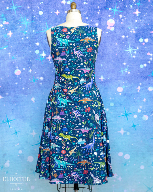 Essential Aquarius Knee Length Dress - Dinosaurs