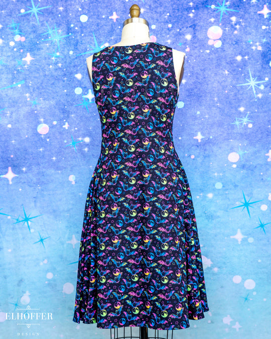 PREORDER - Essential Aquarius Knee Length Dress - Rainbow Bats