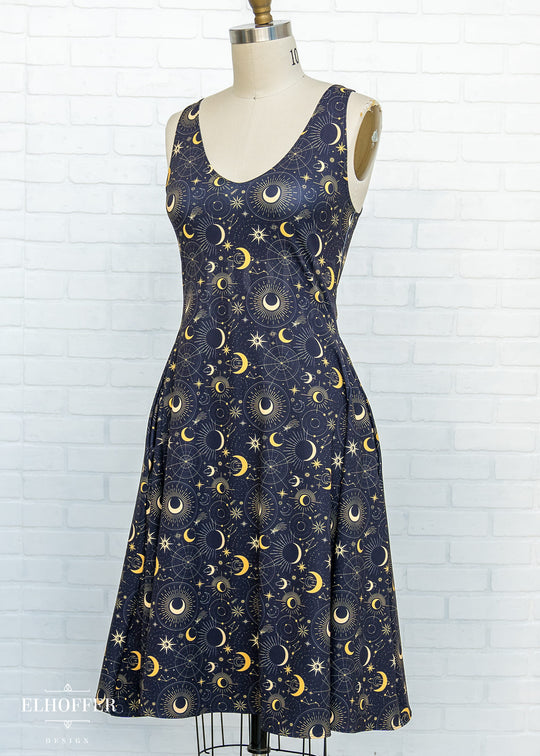 Essential Aquarius Knee Length Dress - Celestial Magic