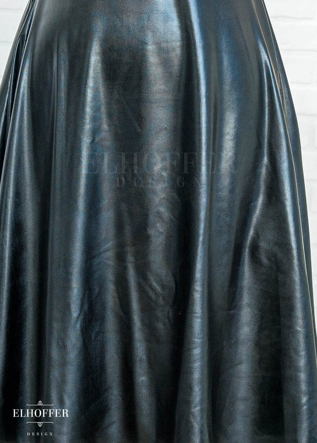 Essential Aquarius Knee Length Dress - Black Liquid Leather