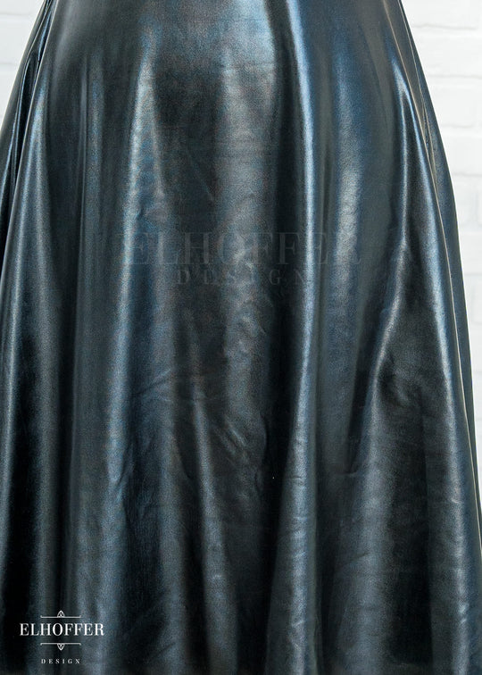 Essential Aquarius Knee Length Dress - Black Liquid Leather