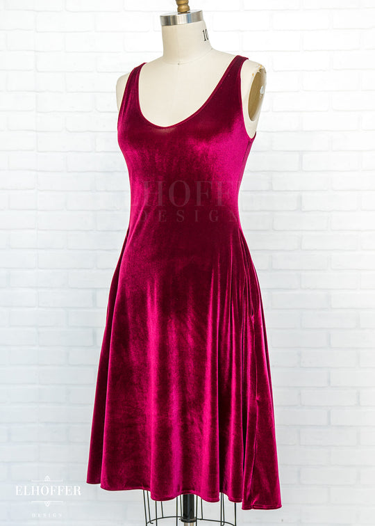 Essential Aquarius Knee Length Dress - Rhodonite Velvet
