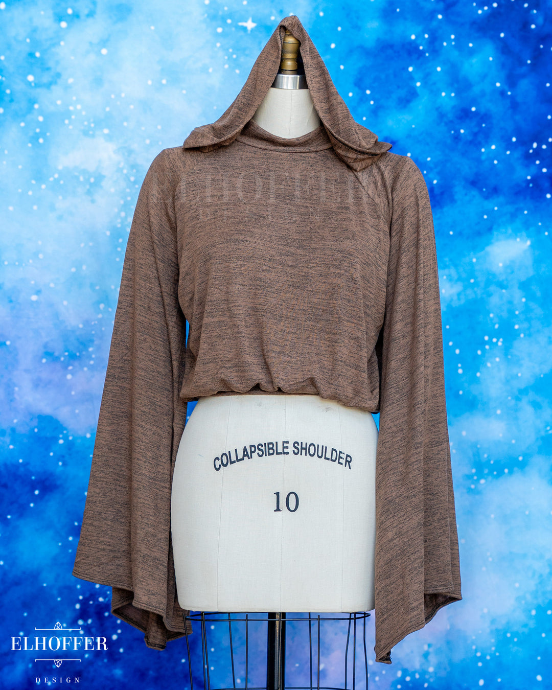 Essential Princess Hooded Crop Top - Heathered Chocolate