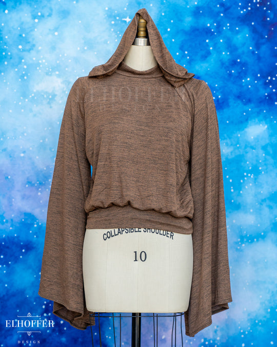 Essential Princess Hooded Crop Top - Heathered Chocolate