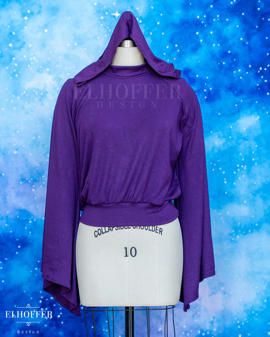 Essential Princess Hooded Crop Top - Cozy Eggplant Purple