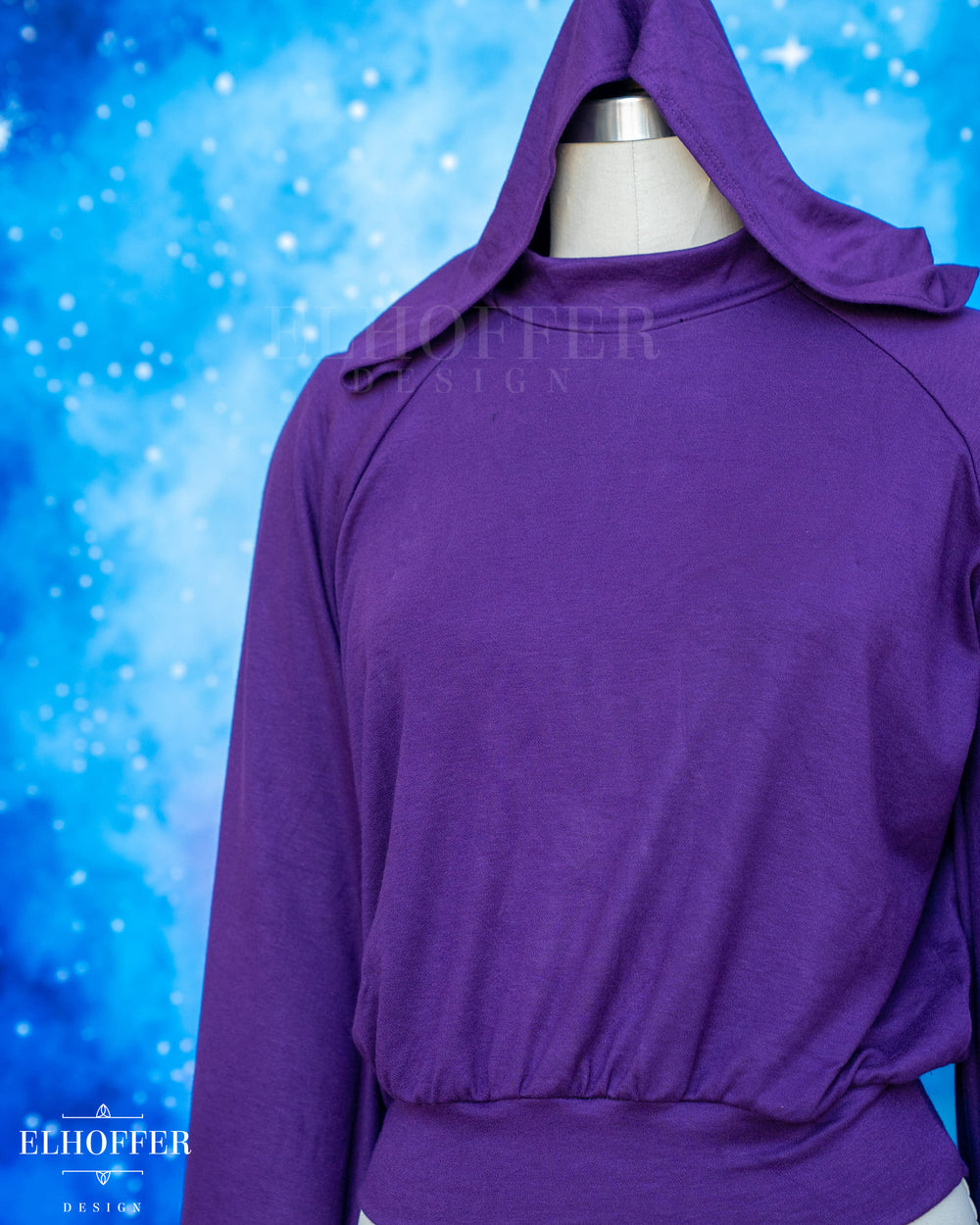 Essential Princess Hooded Crop Top - Cozy Eggplant Purple