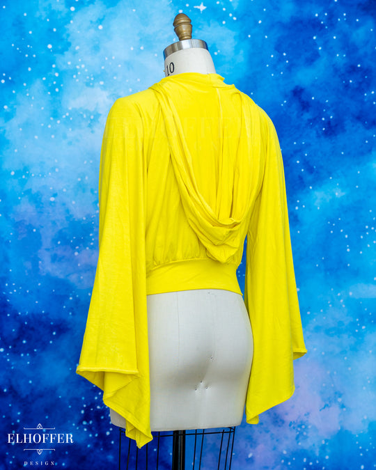 Essential Princess Hooded Crop Top - Cozy Lemon Yellow