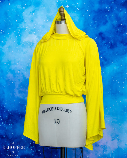 Essential Princess Hooded Crop Top - Cozy Lemon Yellow