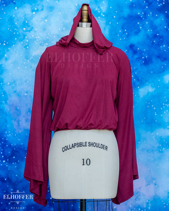 Essential Princess Hooded Crop Top - Cozy Berry Burgundy