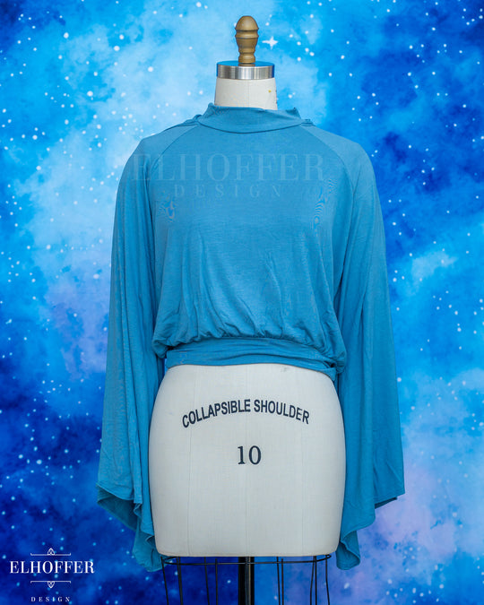 Essential Princess Hooded Crop Top - Cozy Blue Steel