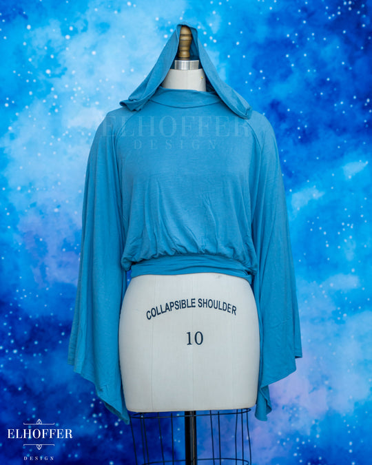 Essential Princess Hooded Crop Top - Cozy Blue Steel