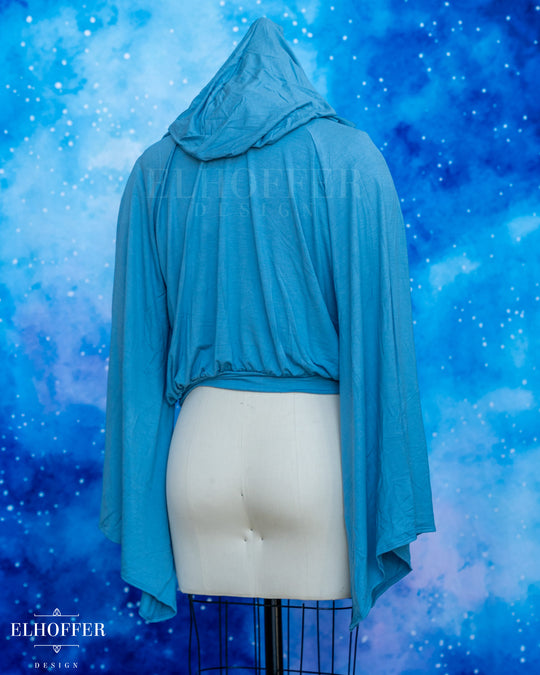 Essential Princess Hooded Crop Top - Cozy Blue Steel