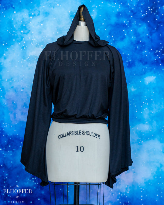 Essential Princess Hooded Crop Top - Cozy Black