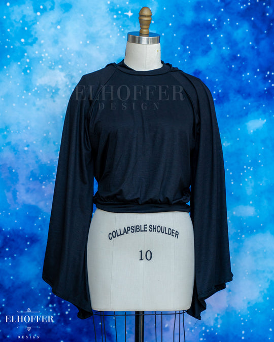 Essential Princess Hooded Crop Top - Cozy Black
