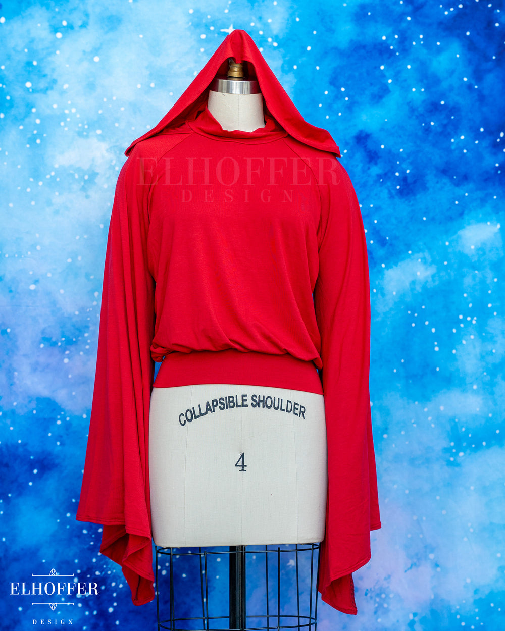 Essential Princess Hooded Crop Top - Cozy Ruby Red