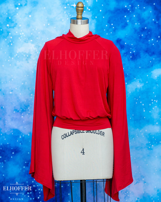 Essential Princess Hooded Crop Top - Cozy Ruby Red