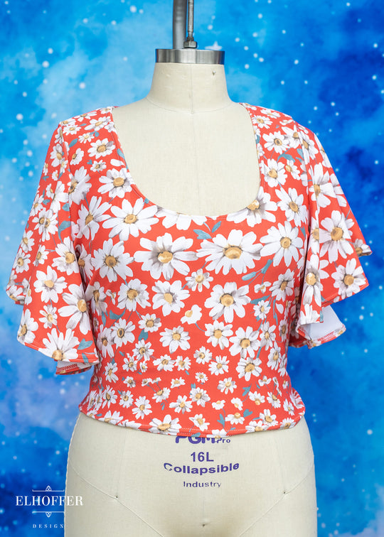 Handmade Drusilla Crop Top - Coral Daisies