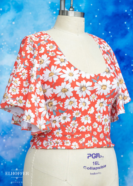 Handmade Drusilla Crop Top - Coral Daisies