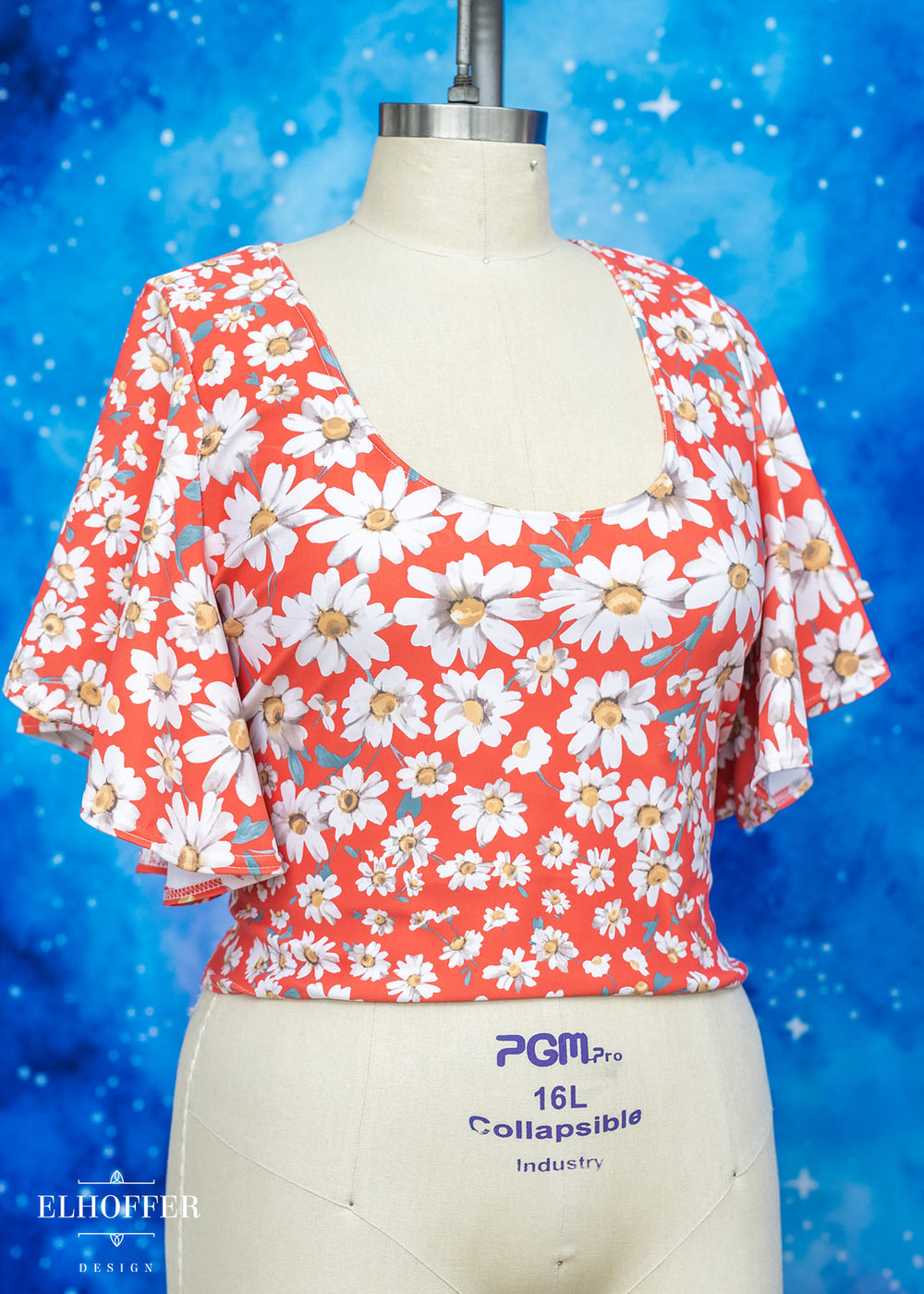Handmade Drusilla Crop Top - Coral Daisies