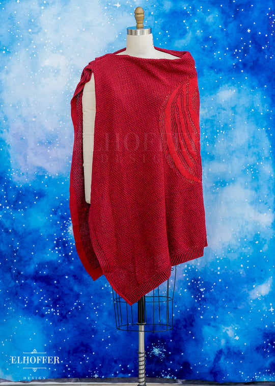 Handmade Fae of Night and Stars Cape in Vamp Red - Made from Damaged Knits