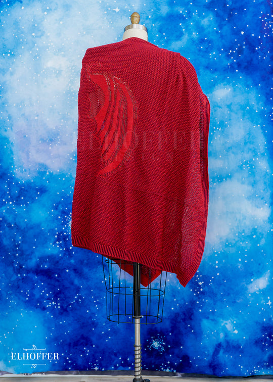 Handmade Fae of Night and Stars Cape in Vamp Red - Made from Damaged Knits