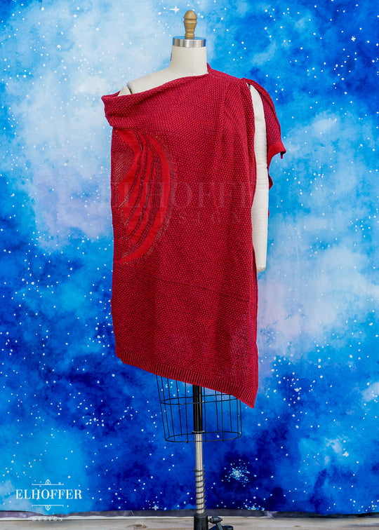 Handmade Fae of Night and Stars Cape in Vamp Red - Made from Damaged Knits