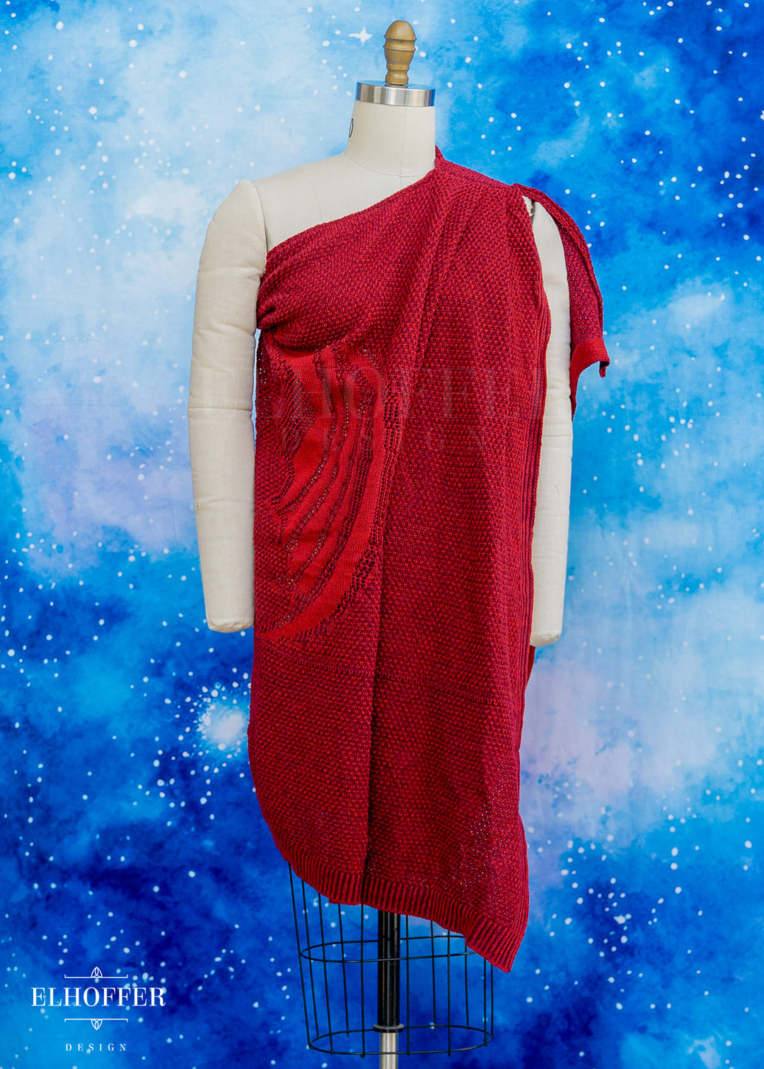 Handmade Fae of Night and Stars Cape in Vamp Red - Made from Damaged Knits