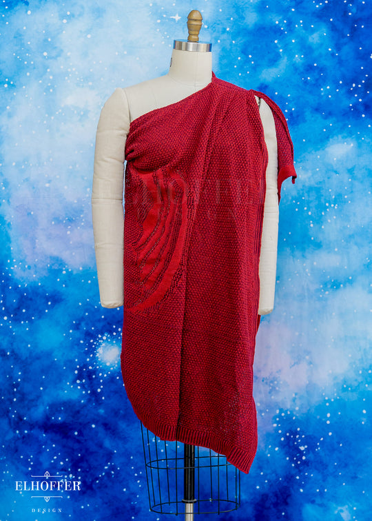 Handmade Fae of Night and Stars Cape in Vamp Red - Made from Damaged Knits