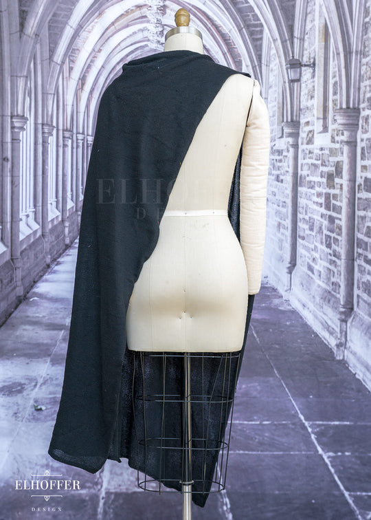 Handmade Black Knit Cape - Made from Damaged Knits