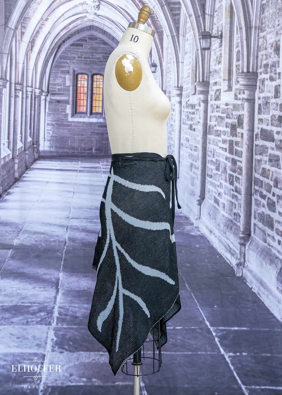 Handmade Leaf Wrap Skirt - Shadow Black