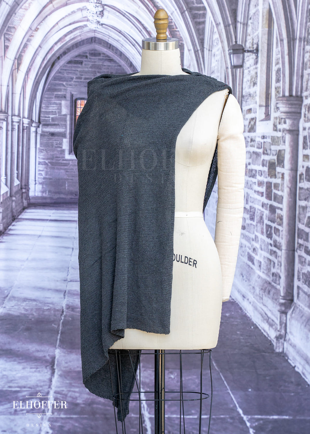Handmade Dark Grey Cape - Made from Potentially Damaged Knits