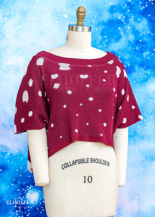 Handmade Mushroom Boatneck Boxy Crop