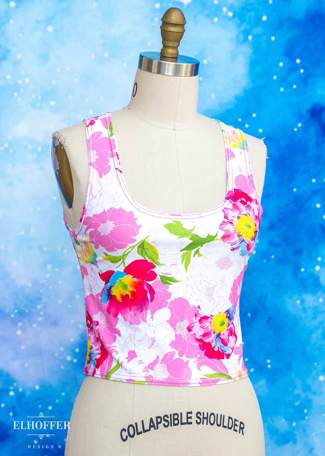 Handmade Buffy Crop Top - Pink & White Florals