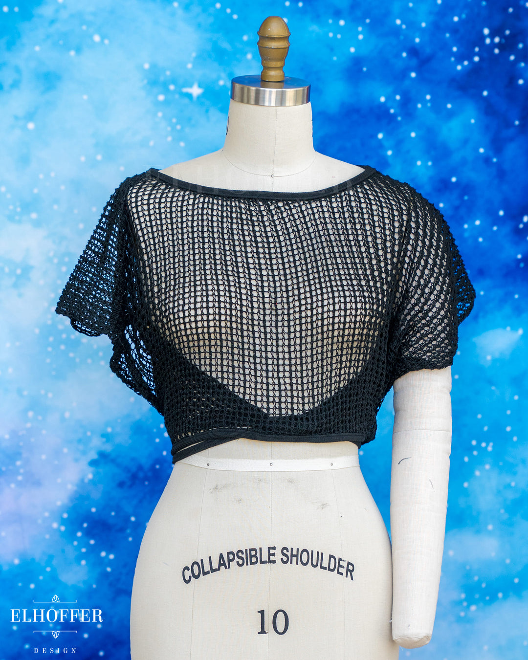 Handmade Boatneck Wrap Top - Black Chainmail Knit