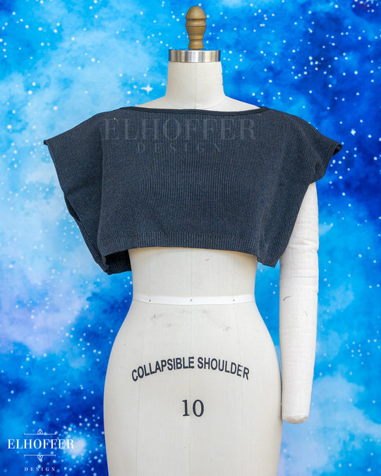 Handmade Boatneck Super Cropped Crop - Charcoal Rib Knit