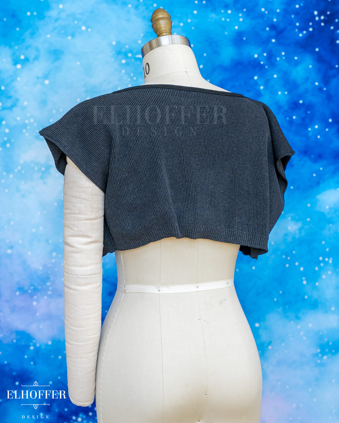 Handmade Boatneck Super Cropped Crop - Charcoal Rib Knit