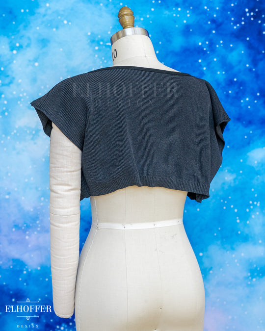 Handmade Boatneck Super Cropped Crop - Charcoal Rib Knit