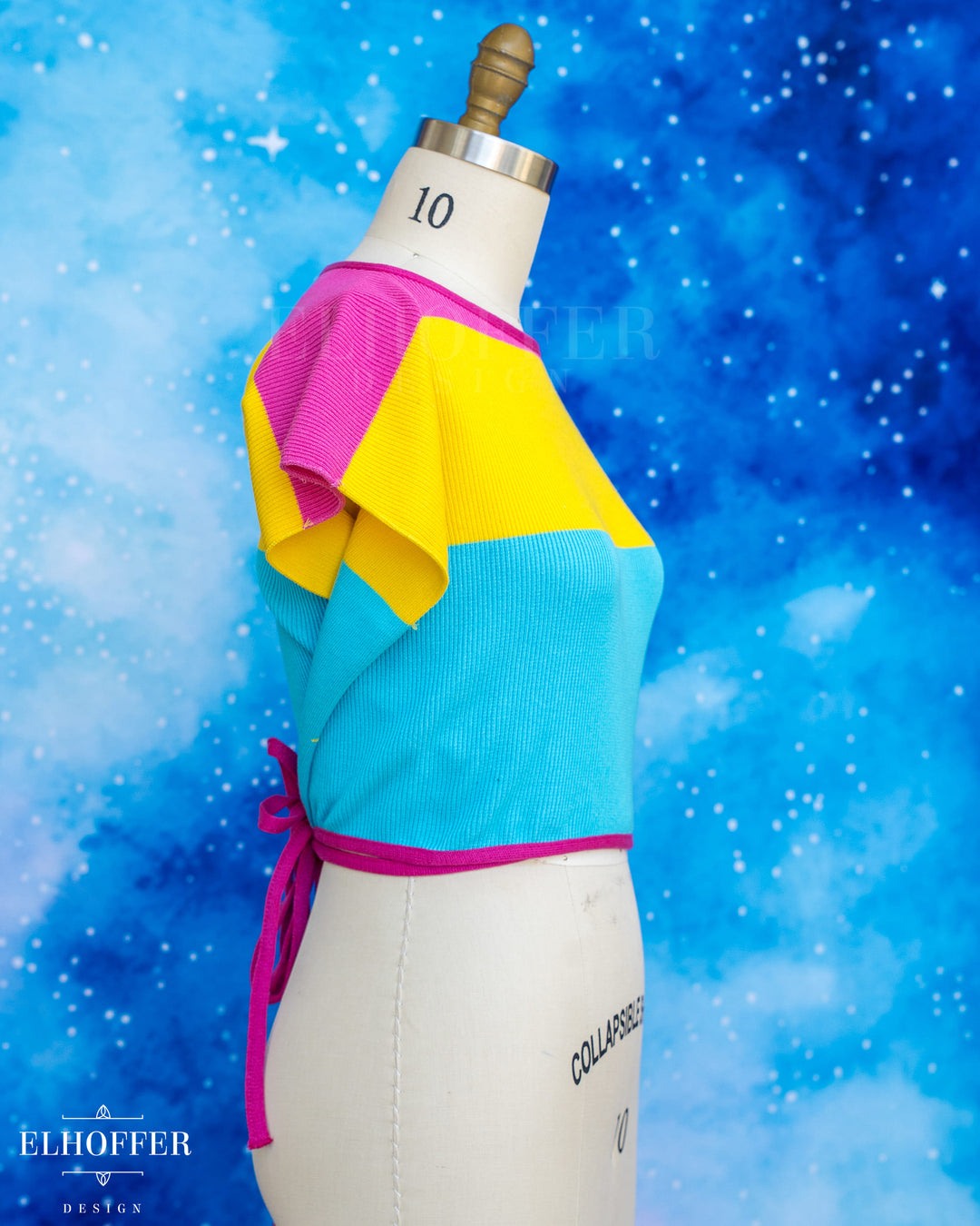 Handmade Boatneck Wrap Top - Pan Pride Knit