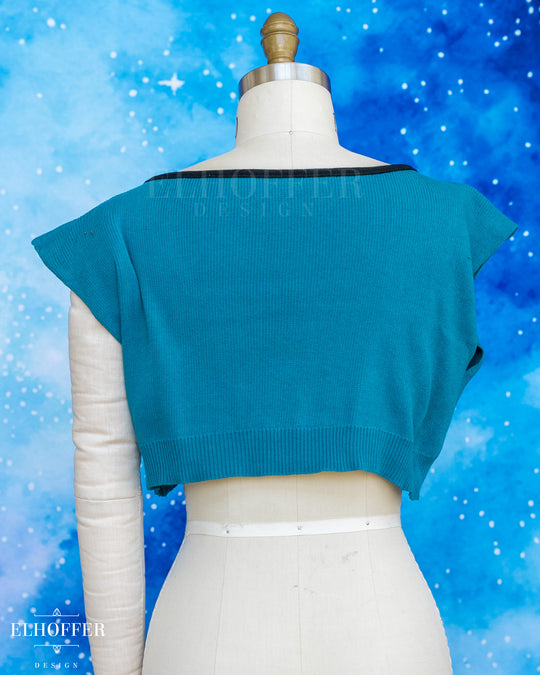 Handmade Boatneck Crop - Runic Teal with Black Trim