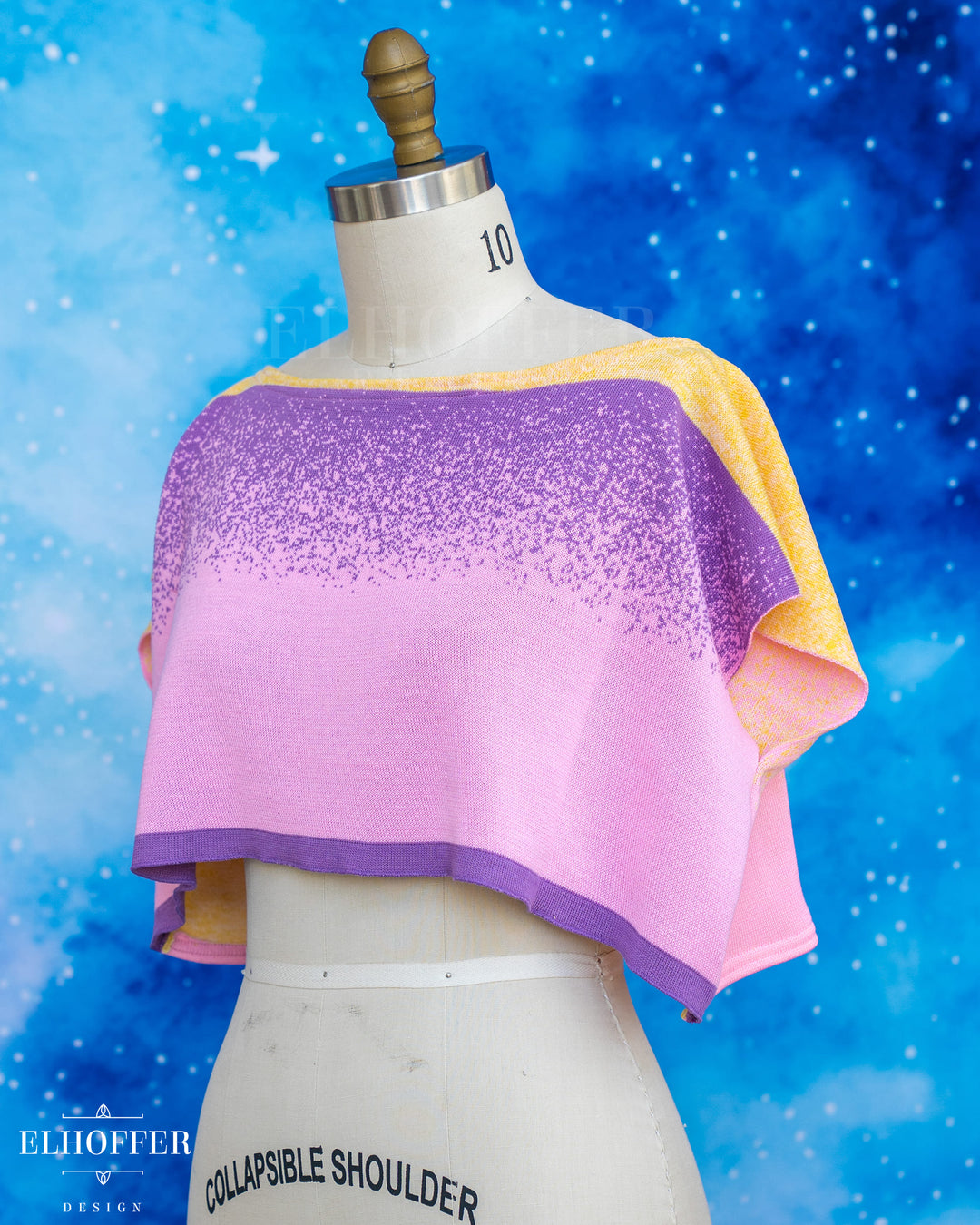 Handmade Boatneck Crop - Galactic Dusk Ombre Knit - Sewn Inside Out!