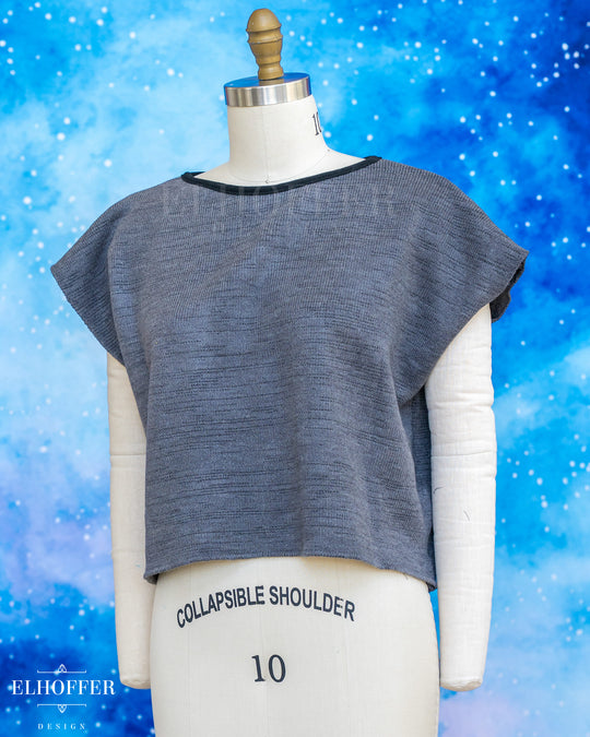 Handmade Boatneck Top - Scavenger Grey Knit with Black Trim