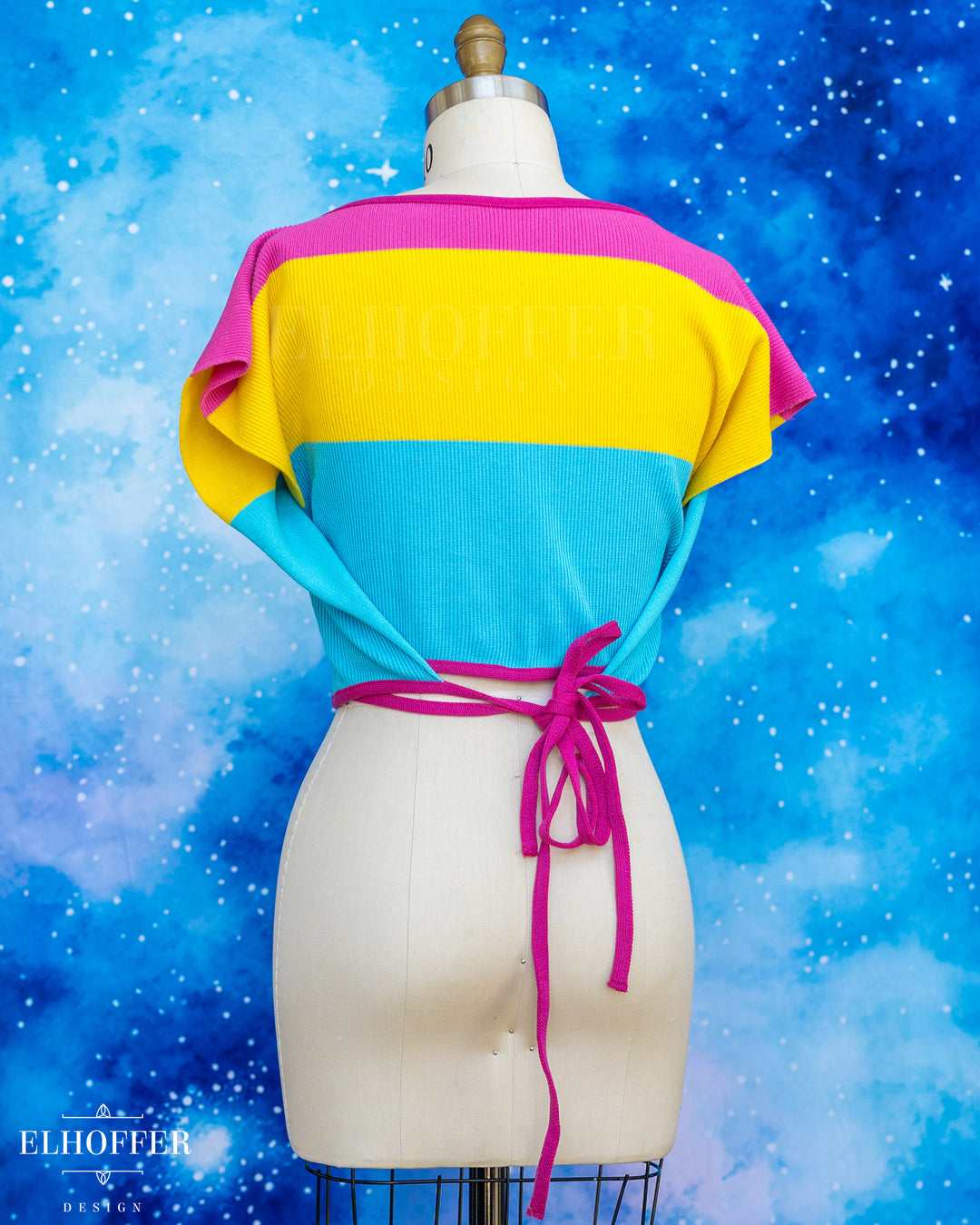 Handmade Boatneck Wrap Top - Pan Pride Knit