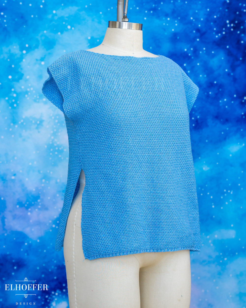 Handmade Boatneck Tunic - Teardrop Ice Blue Knit