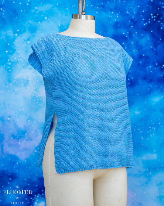 Handmade Boatneck Tunic - Teardrop Ice Blue Knit
